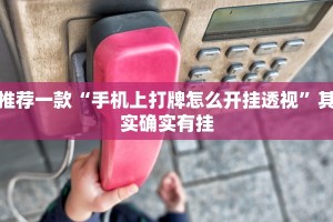 推荐一款“手机上打牌怎么开挂透视”其实确实有挂