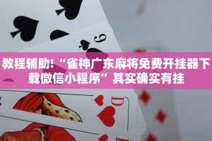 教程辅助!“雀神广东麻将免费开挂器下载微信小程序”其实确实有挂