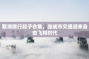 取消限行段子合集，当城市交通迎来自由飞翔时代