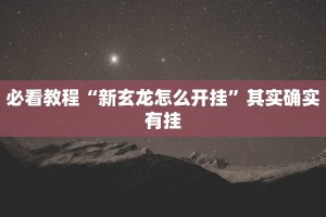 必看教程“新玄龙怎么开挂”其实确实有挂
