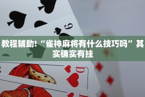 教程辅助!“雀神麻将有什么技巧吗”其实确实有挂
