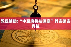 教程辅助!“中至麻将挂保赢”其实确实有挂