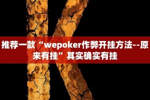 推荐一款“wepoker作弊开挂方法--原来有挂”其实确实有挂