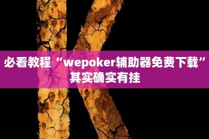 必看教程“wepoker辅助器免费下载”其实确实有挂