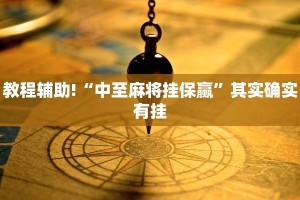 教程辅助!“中至麻将挂保赢”其实确实有挂