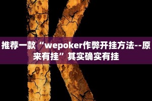 推荐一款“wepoker作弊开挂方法--原来有挂”其实确实有挂