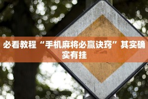 必看教程“手机麻将必赢诀窍”其实确实有挂