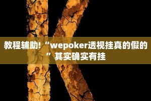 教程辅助!“wepoker透视挂真的假的”其实确实有挂