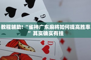 教程辅助!“雀神广东麻将如何提高胜率”其实确实有挂