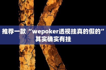 推荐一款“wepoker透视挂真的假的”其实确实有挂