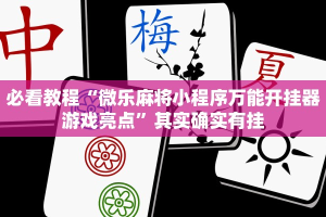必看教程“微乐麻将小程序万能开挂器游戏亮点”其实确实有挂