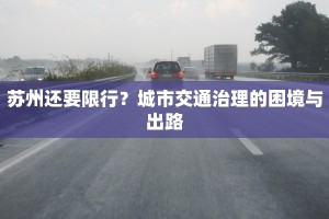 苏州还要限行？城市交通治理的困境与出路