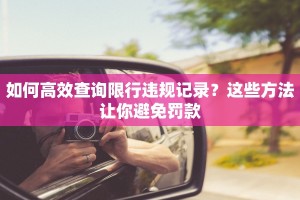 如何高效查询限行违规记录？这些方法让你避免罚款