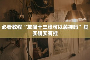 必看教程“友间十三张可以装挂吗”其实确实有挂