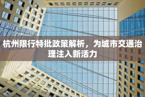 杭州限行特批政策解析，为城市交通治理注入新活力