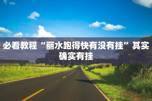 必看教程“丽水跑得快有没有挂”其实确实有挂