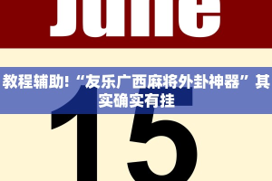 教程辅助!“友乐广西麻将外卦神器”其实确实有挂