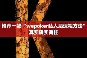 推荐一款“wepoker私人局透视方法”其实确实有挂