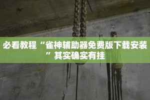 必看教程“雀神辅助器免费版下载安装”其实确实有挂