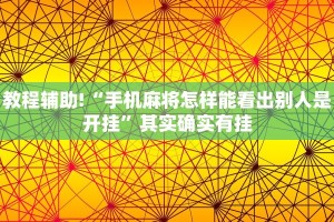 教程辅助!“手机麻将怎样能看出别人是开挂”其实确实有挂
