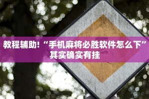 教程辅助!“手机麻将必胜软件怎么下”其实确实有挂