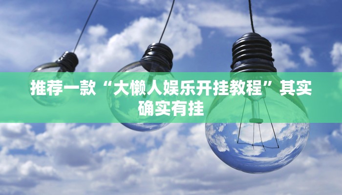 推荐一款“大懒人娱乐开挂教程”其实确实有挂