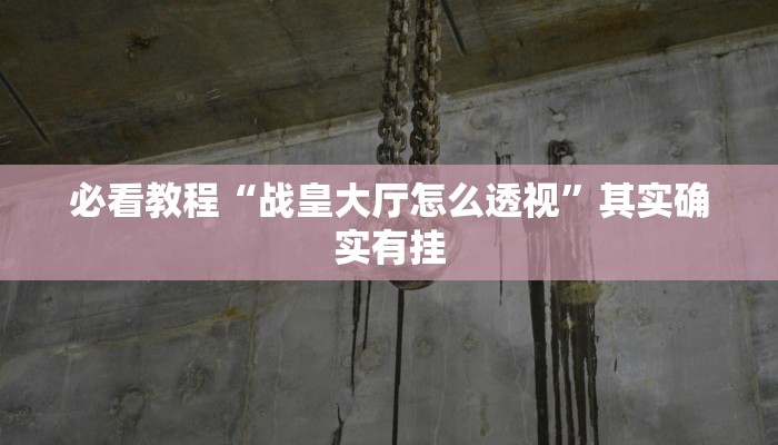 必看教程“战皇大厅怎么透视”其实确实有挂