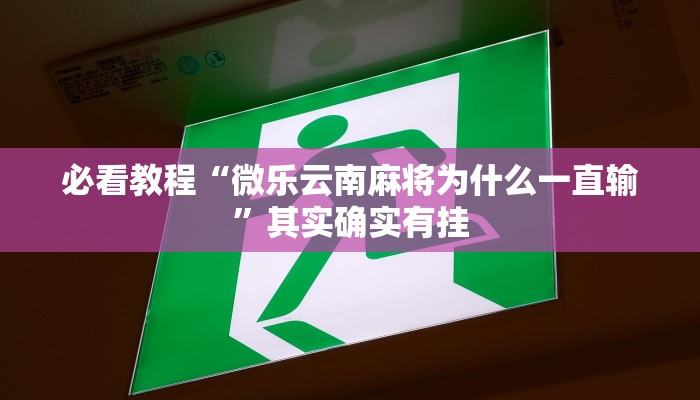 必看教程“小程序微乐麻将开挂神器下载”其实确实有挂