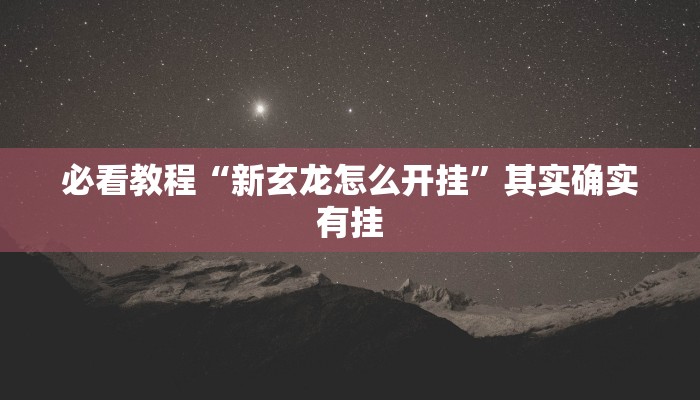 必看教程“新玄龙怎么开挂”其实确实有挂
