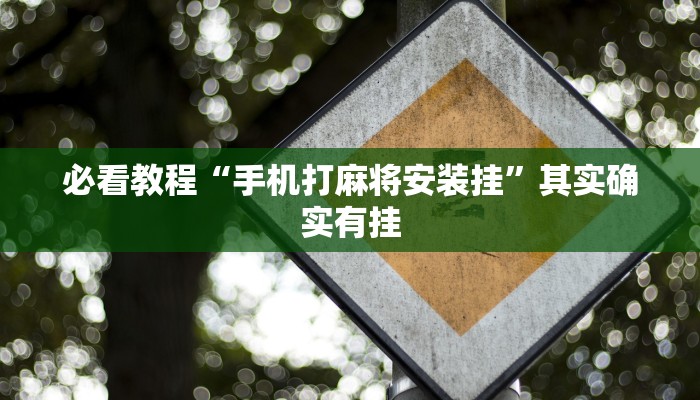 必看教程“手机打麻将安装挂”其实确实有挂