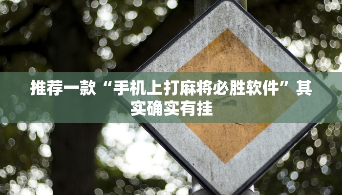 推荐一款“手机上打麻将必胜软件”其实确实有挂