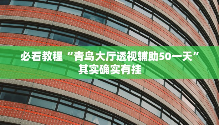 必看教程“青鸟大厅透视辅助50一天”其实确实有挂