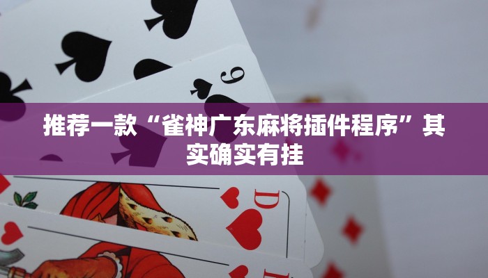推荐一款“雀神广东麻将插件程序”其实确实有挂