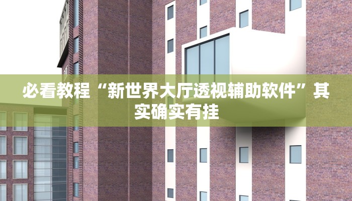 必看教程“新世界大厅透视辅助软件”其实确实有挂