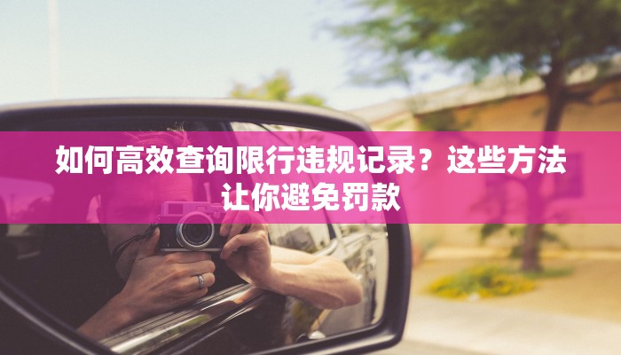 如何高效查询限行违规记录？这些方法让你避免罚款
