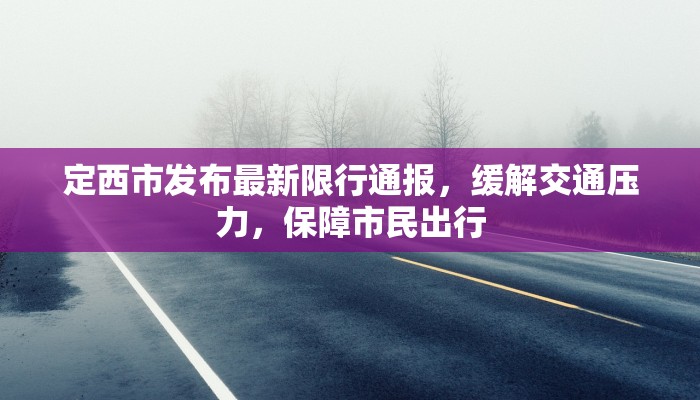 定西市发布最新限行通报，缓解交通压力，保障市民出行