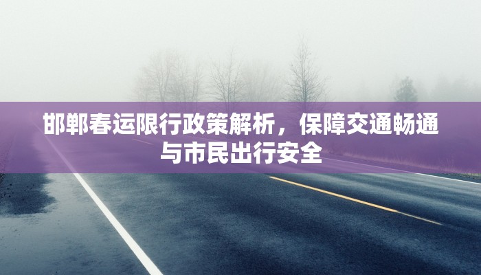 邯郸春运限行政策解析，保障交通畅通与市民出行安全
